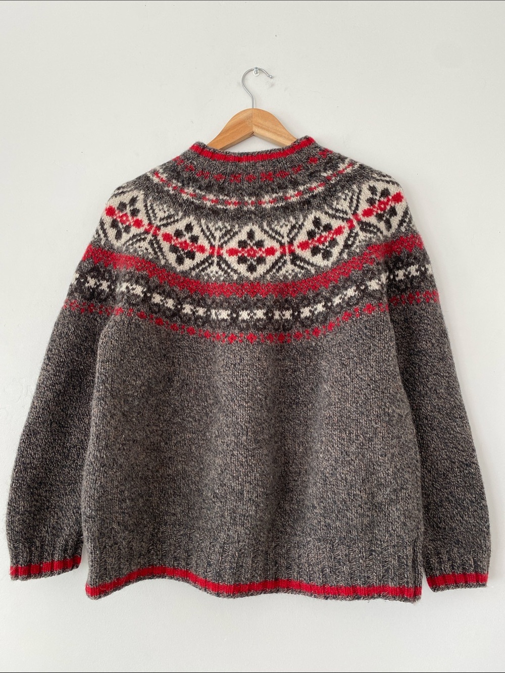 VTG ‘80s Eddie Bauer Legend Wool Crewneck Fair Isle Sweater Brown, Red, Cream